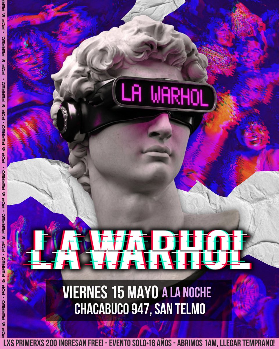 LaWarhol's tweet photo. VIERNES 15 MAYO
La previa empieza temprano, pero lo mejor pasa adentro 😎❤️‍🔥🌡️ https://t.co/L1l18sR2G0