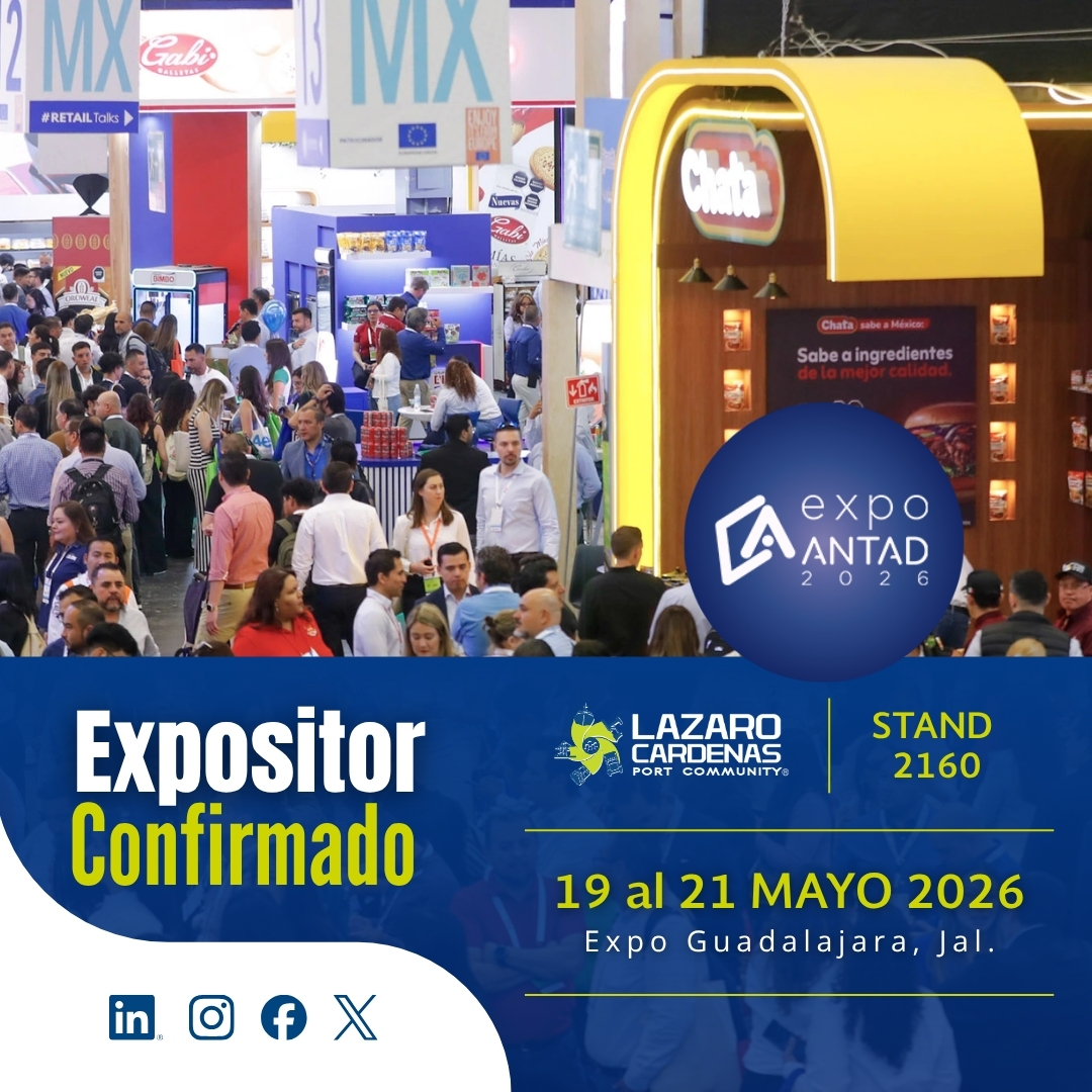 LazaroCommunity's tweet photo. 🚢📦La comunidad portuaria de Puerto Lázaro Cárdenas estará presente del 19 al 21 de mayo de 2026 en Expo Guadalajara, fortaleciendo alianzas, impulsando oportunidades logísticas y promoviendo la conectividad estratégica del puerto.
📍 Visítanos en el Stand 2160.

#ExpoANTAD2026 https://t.co/4J44mhf6qP