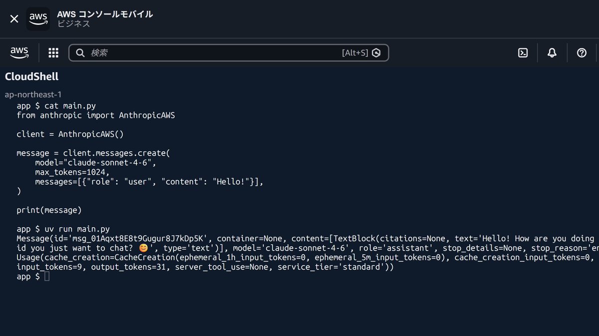 IAM認証で行けた！ （ANTHROPIC_AWS_WORKSPACE_ID指定だけ）
