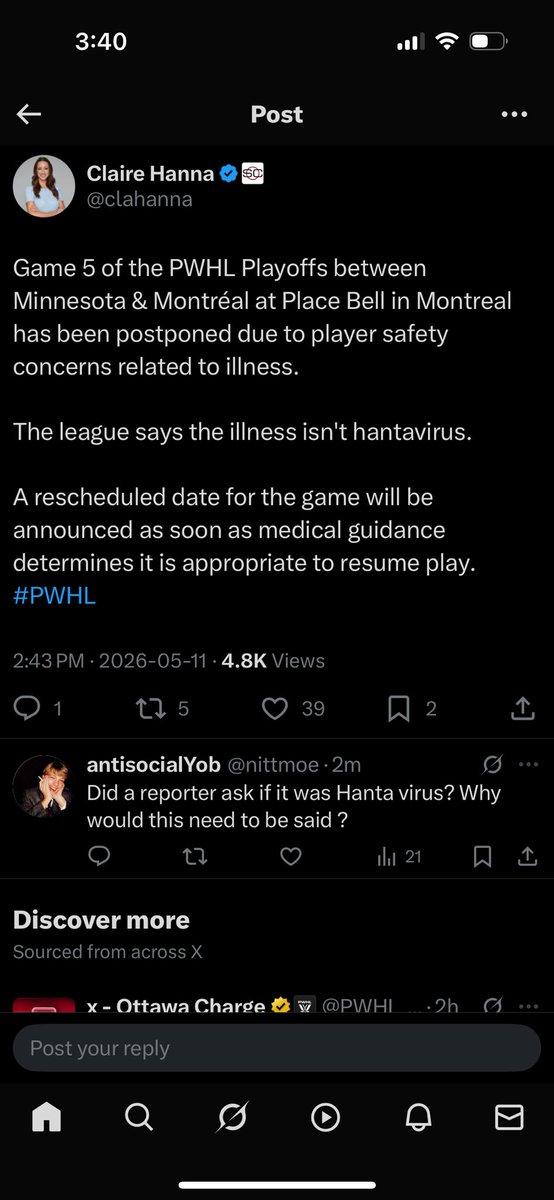 nittmoe's tweet photo. @TSN_Sports Why does our media have a fetish for viruses? https://t.co/AekvEnFusz