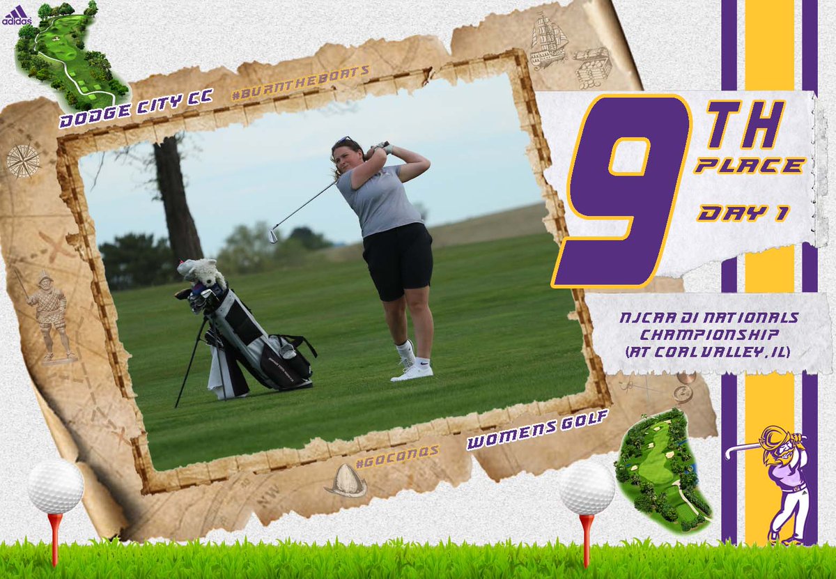 GoConqs's tweet photo. ⛳️Women's Golf | #GoConqs 

@GoConqsWGolf after Day 1 at the NJCAA DI National Championship in Coal Valley, IL are in 9th place with a team score of 325 (+41) #BurnTheBoats 

Heewon Pak: 78
Molly Lloyd: 80
Tilly Jones: 82 
Zhana Navato: 85 
Claire Runyan: 97 https://t.co/XSd2AwX9Yh