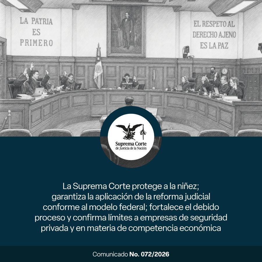 SCJN's tweet photo. Hoy la #SCJN garantizó el interés superior de la niñez al admitir que se suspenda provisionalmente el cambio de adscripción de sus progenitores personas servidoras públicas cuando les afecte y, determinó que el estado de Sinaloa debe ajustar su reforma judicial al modelo constitucional federal. 

Además, resolvió otros asuntos relevantes. ¡Entérate! 👉 https://t.co/TIT2x3zzAg