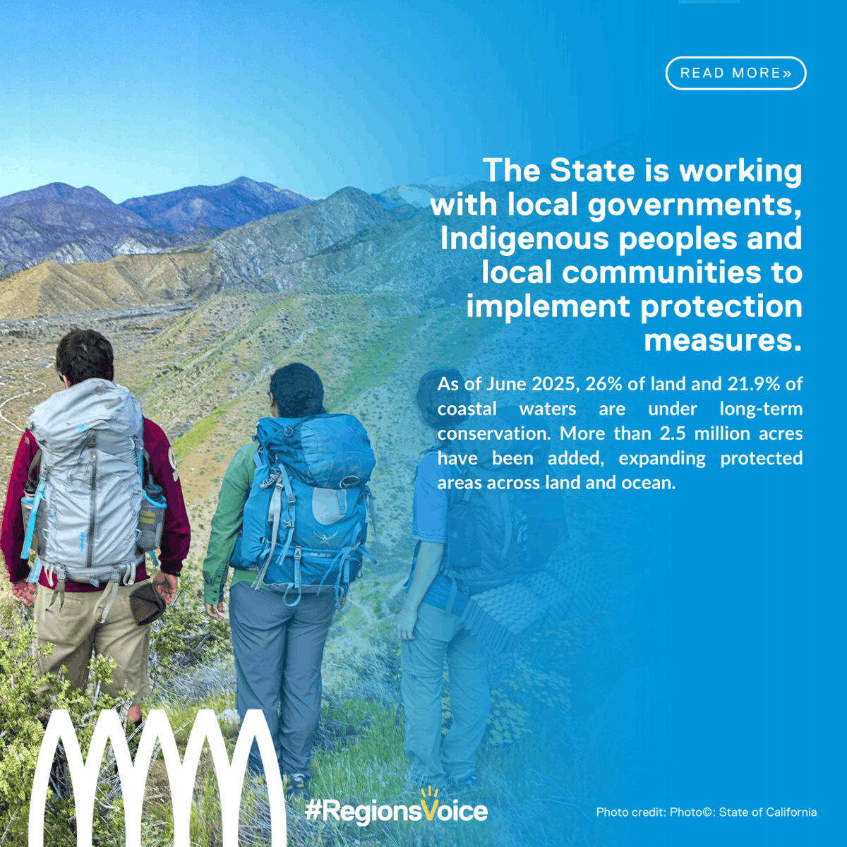 30x30CA's tweet photo. Last month, Regions4 released a case study on California's 30x30 initiative, spotlighting the state's world-leading role in delivering progress on 30x30 - a key target in the United Nations' Global Biodiversity Framework. 

Read more: https://t.co/1glJVhHr2f https://t.co/RK9wPrXA4V
