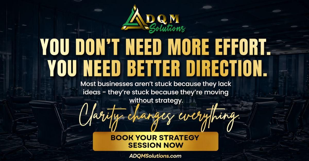 ADQMSolutions's tweet photo. More effort won’t fix it.

Better direction will.

Clarity changes everything.

👉 https://t.co/dqfLcuIRDe

#Entrepreneur #BusinessGrowth #Strategy #Clarity https://t.co/Lo7qzxDEPG