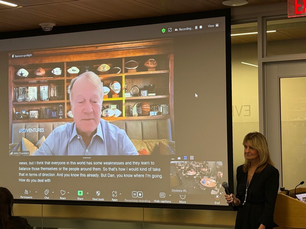 JohnTChambers's tweet photo. #TBT to a powerful conversation @hgse’s Dyslexia IRL conference. One lesson I’ve learned through dyslexia and leadership is no one succeeds alone. Mentors, educators, families and role models matter. So dream big, build your community and never let anyone define your potential. https://t.co/GKFbCx5tXk