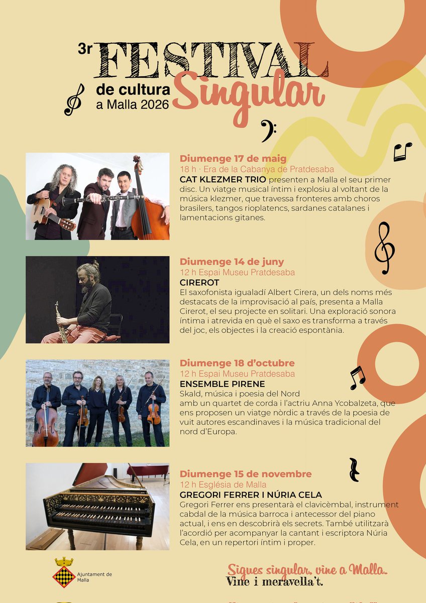 CatKlezmer's tweet photo. Aquest diumenge dia 17 serem a Osona, al Festival Singular de Malla.

📍 Era de la Cabanya de Pradesaba
🕕 18:00h

#CatKlezmer #Klezmer #WorldMusic #CatKlezmerTrio #FestivalSingular https://t.co/vMGa3Ts7dn