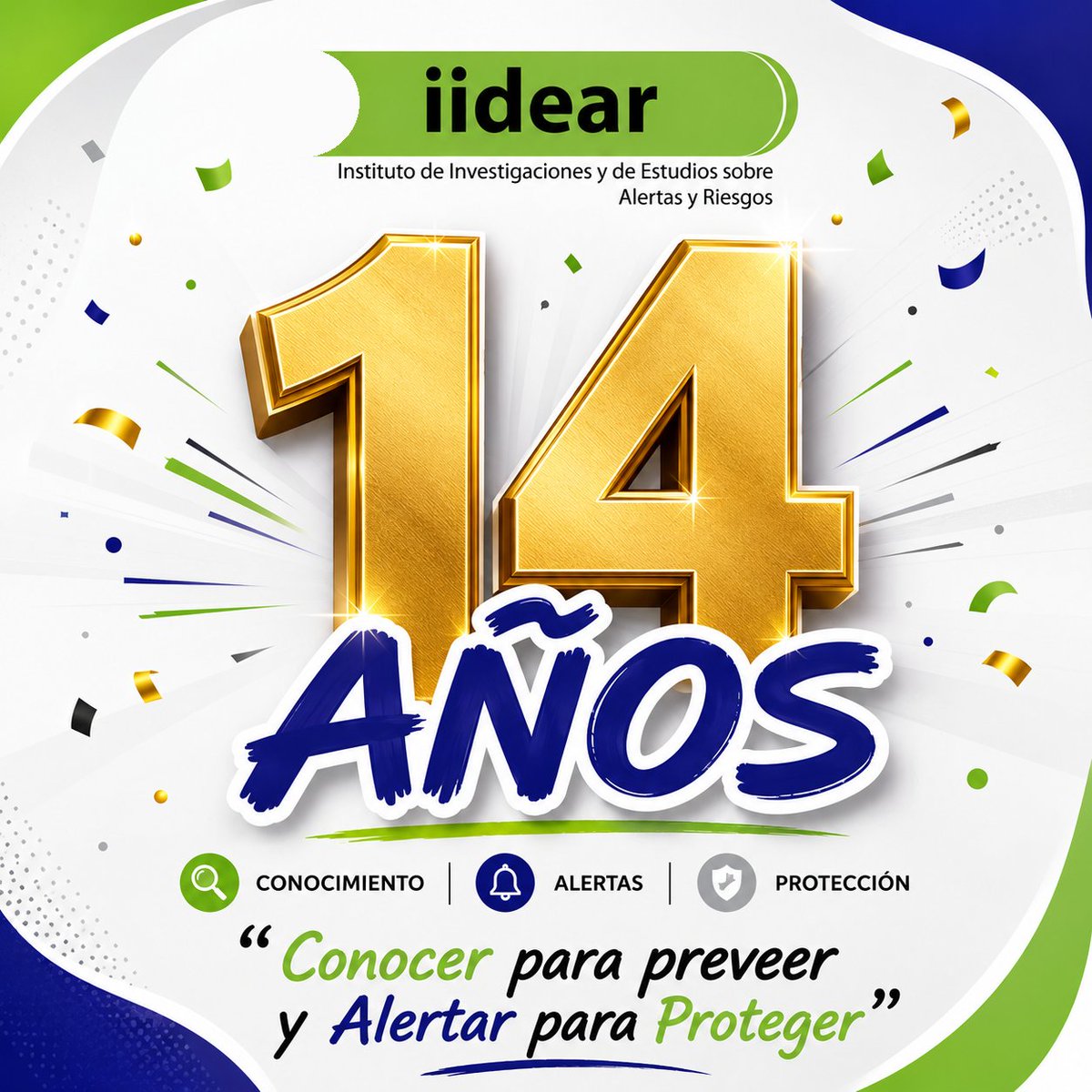 iidear_org's tweet photo. 🎊✨ ¡14 años de IIDEAR! 💚💙

Ayer celebramos 14 años promoviendo la prevención, la investigación y la protección. ⚠️🙌

¡Gracias por ser parte de esta historia! 🚨

#14Años #IIDEAR #ProtecciónCivil #Prevención #Resiliencia https://t.co/0b8DqWf40b