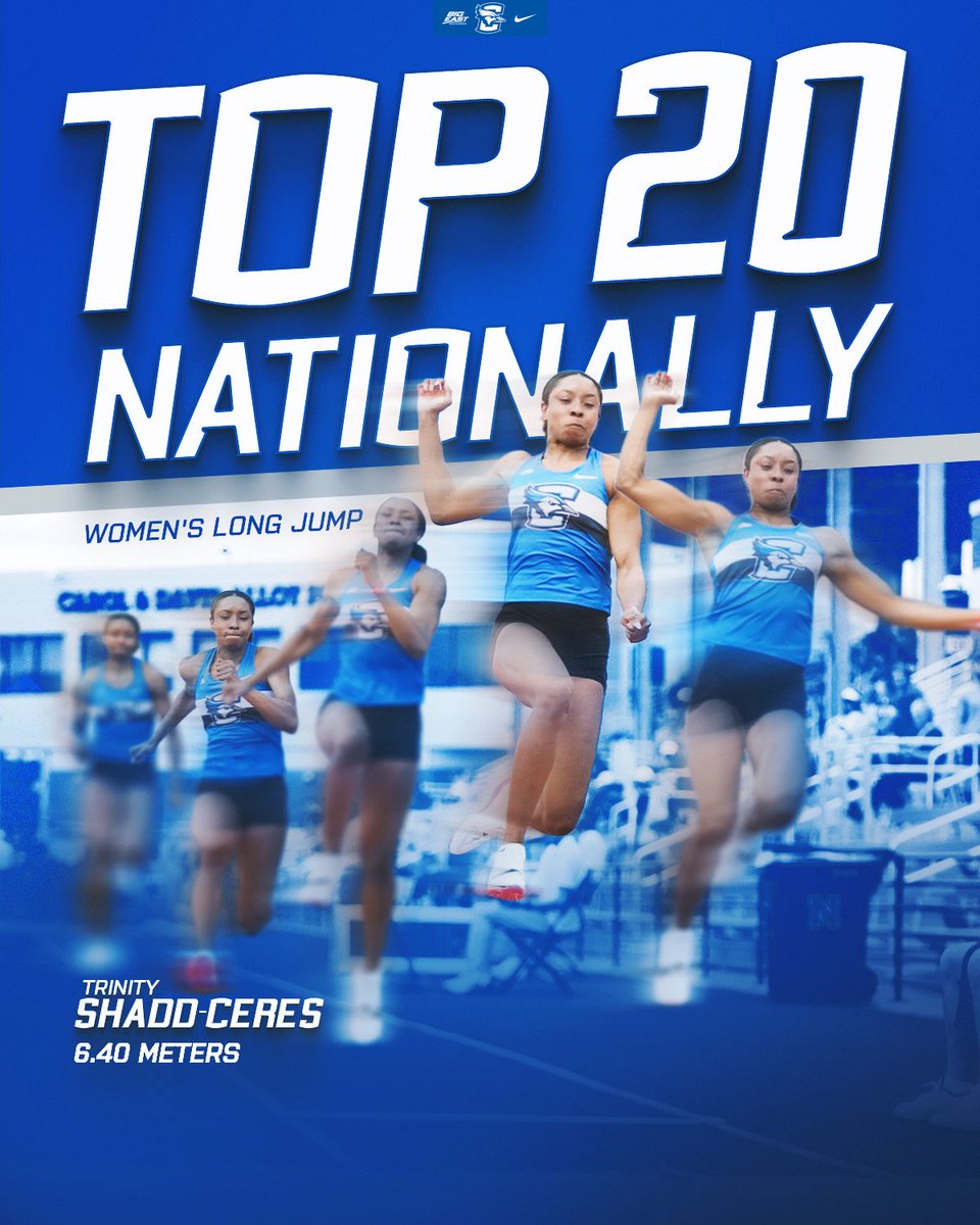 CreightonXC's tweet photo. Jumping into HISTORY! 

Trinity Shadd-Ceres records a Top 20 @NCAATrackField  mark for Outdoor '26.

#EyesUp #FutureIsBright #GoJays #CUxctf https://t.co/7ITLA0K53R