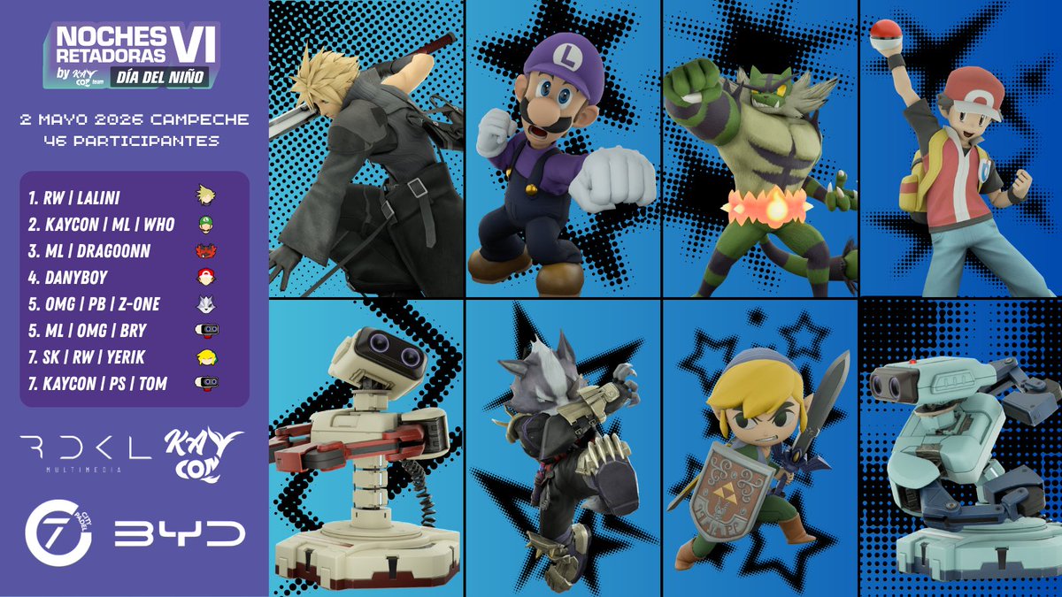Kaycon_gaming's tweet photo. Top 8 del pasado D Tier en Campeche - NOCHES RETADORAS VI 🎏 

1. @Lalini_SSBU 
2. @MenaWho 
3. Dragoon
4. @danyboy_ssbu 
5. @BradMendoza20 &amp; @Juan_SSBU 
7. @YerikHG3 &amp; @Tom_camcab 

Agradecimientos a la comunidad que nos visitó de Mérida y Quintana Roo.  🫶 https://t.co/bs2seBGvIB