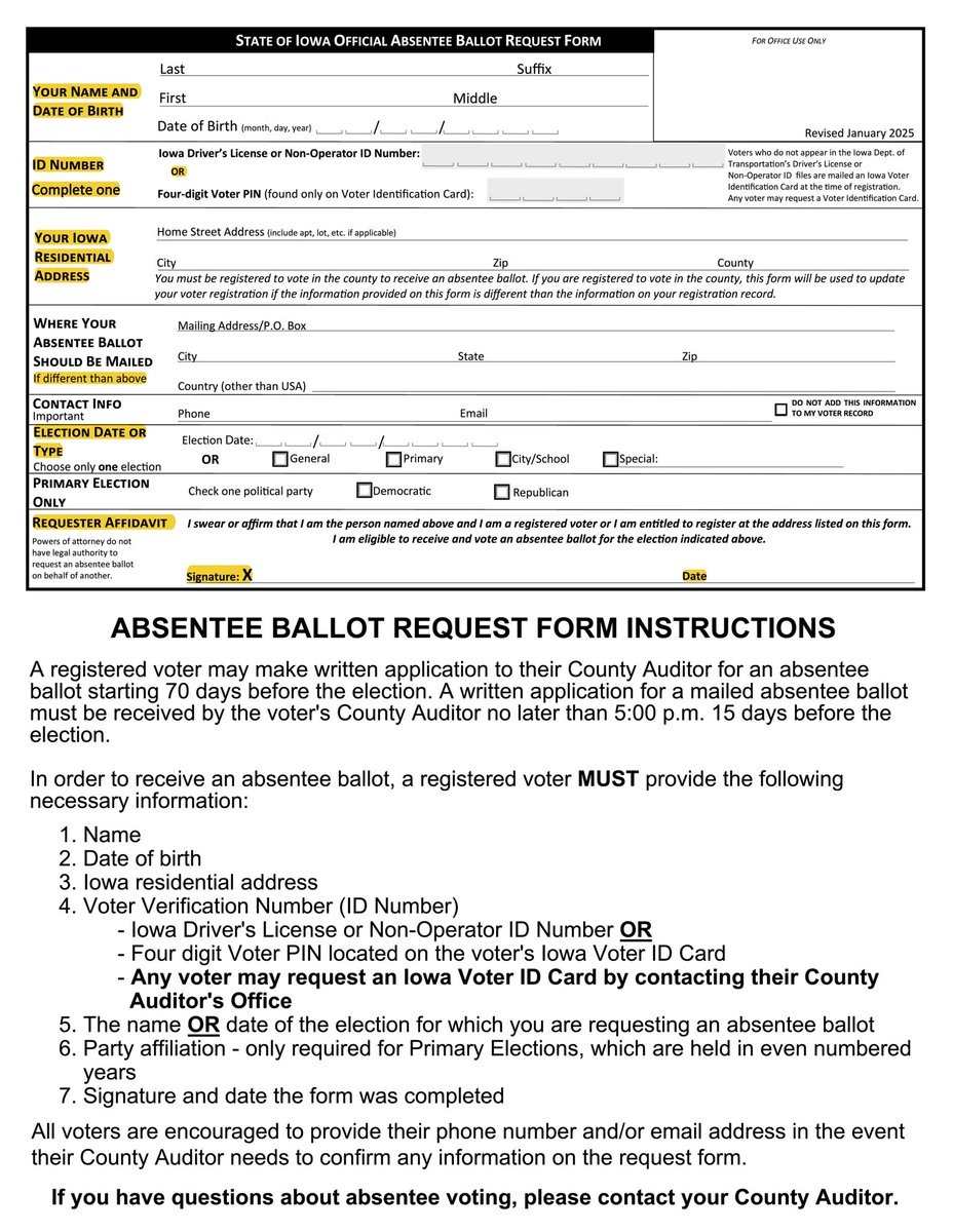 PetermanForIowa's tweet photo. Primary day is coming up soon! If you’re planning on voting by mail, your absentee ballot request must be received by your County Auditor by 5pm on Monday, May 18th. If you haven’t done it yet, do it ASAP! Download the request form here: https://t.co/7iYg6yuEvj https://t.co/WgtDYg1Kwu