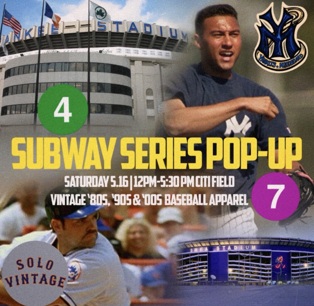 ymoodboard's tweet photo. Pop out if you’re in the area! My boy @JordoSolo5 and I will have a ton of vintage '80s, '90s &amp; 2000s Yankees &amp; Mets gear. Come kick it with us, tailgate, and get right before first pitch ⚾️🗽

🗓️ 5.16
⏰ 12 PM – 5:30 PM ET
📍 Marina West Parking Lot at Citi Field https://t.co/yoTXvMmxH9