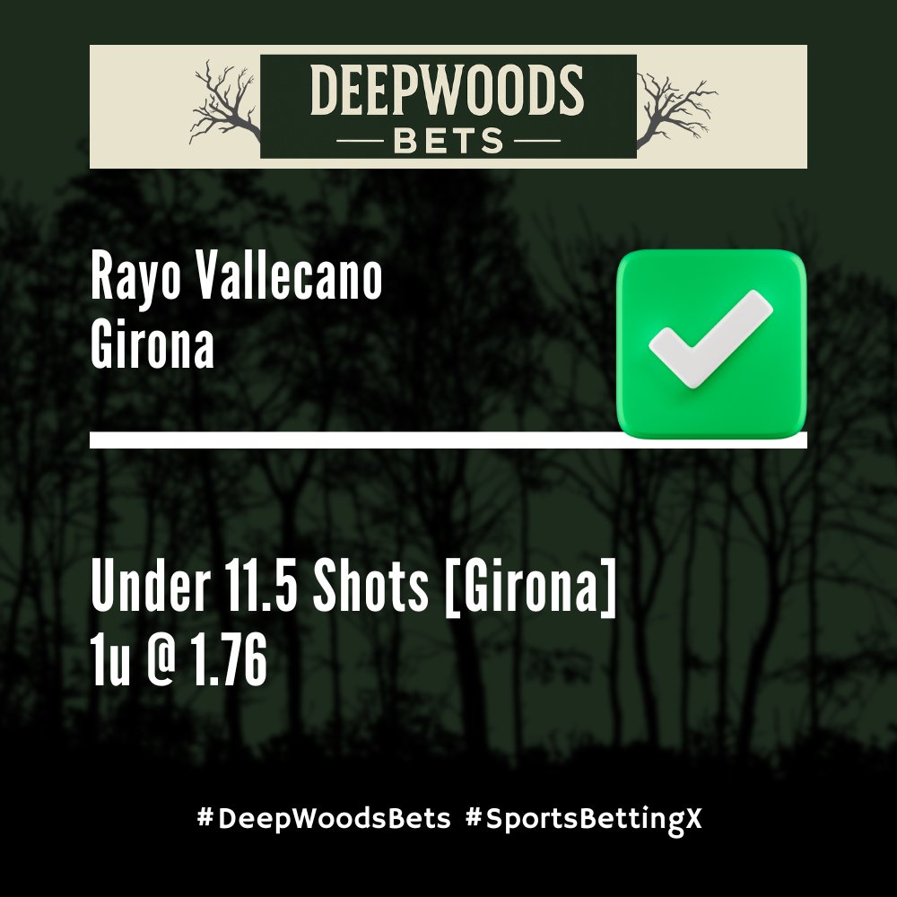 DeepWoodsBets's tweet photo. 🌲 ANOTHER WIN IN THE WOODS 🇪🇸

9 shots from Girona against Rayo Vallecano.

Cheers @StatsHubCom 🍺

+0.76u ✅

#DeepWoodsBets #SportsBettingX https://t.co/AsK5DzarFj