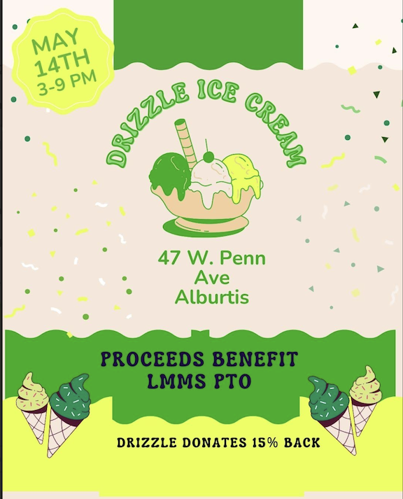 EPSDLmms's tweet photo. Cool times, great ice cream, and supporting LMMS at the same time! Come out to the awesome Drizzle Ice Cream this Thursday, May 14th, anytime from 3-9pm, mention the fundraiser, and Drizzle will graciously donate 15% back back to our LMMS PTO. Join the fun! https://t.co/1k8kox7LeH