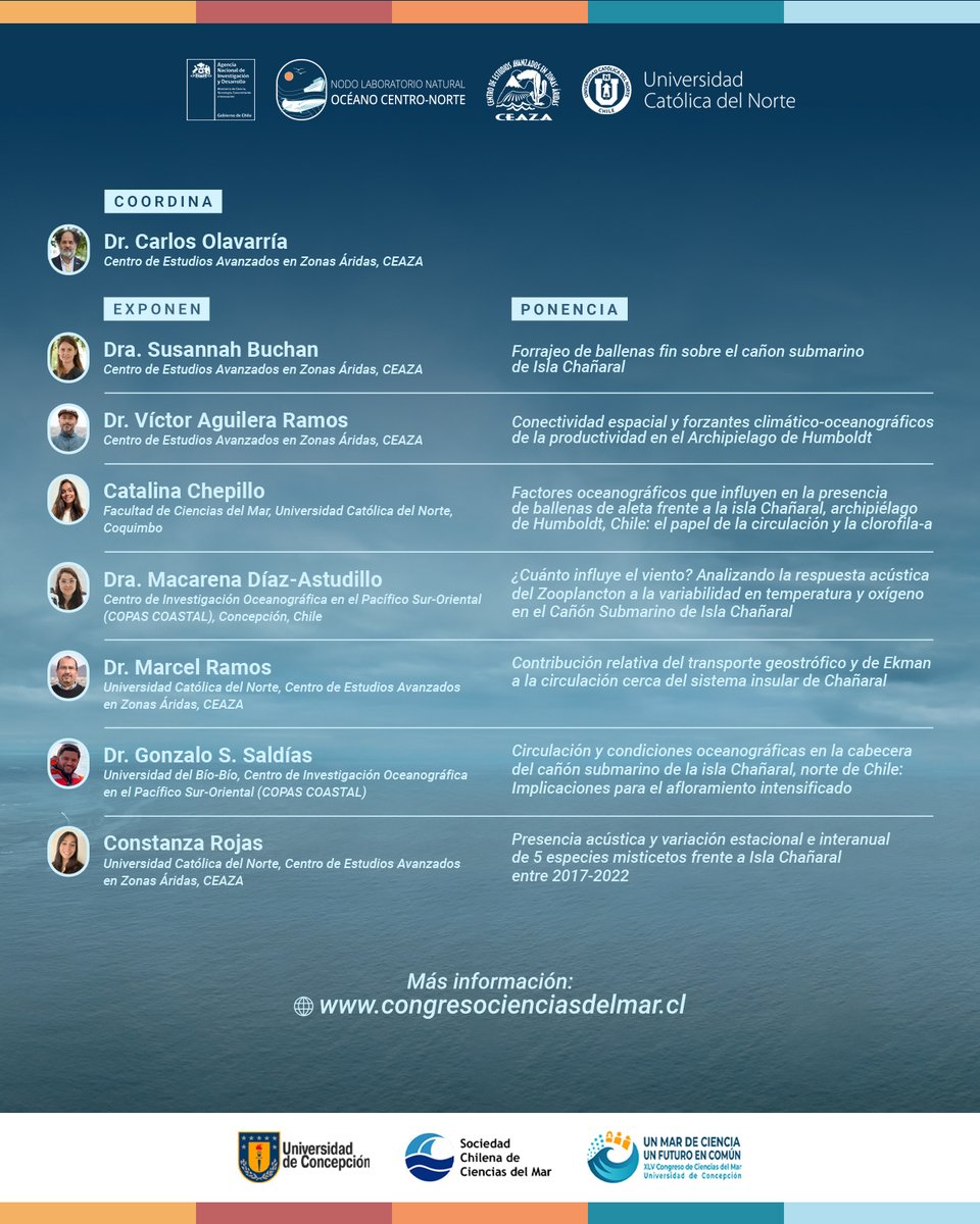 LabNatOceano's tweet photo. Te invitamos al Congreso Ciencias del Mar donde se realizará el 2do simposio “Archipiélago de Humboldt, Laboratorio Natural”, organizado por @cienciaceaza y @labnaturaloceano 🌊
📅27-30 julio 2026
📍Universidad de Concepción
Más información📲 https://t.co/EhOJk5wucu https://t.co/wpDfkrSPWS