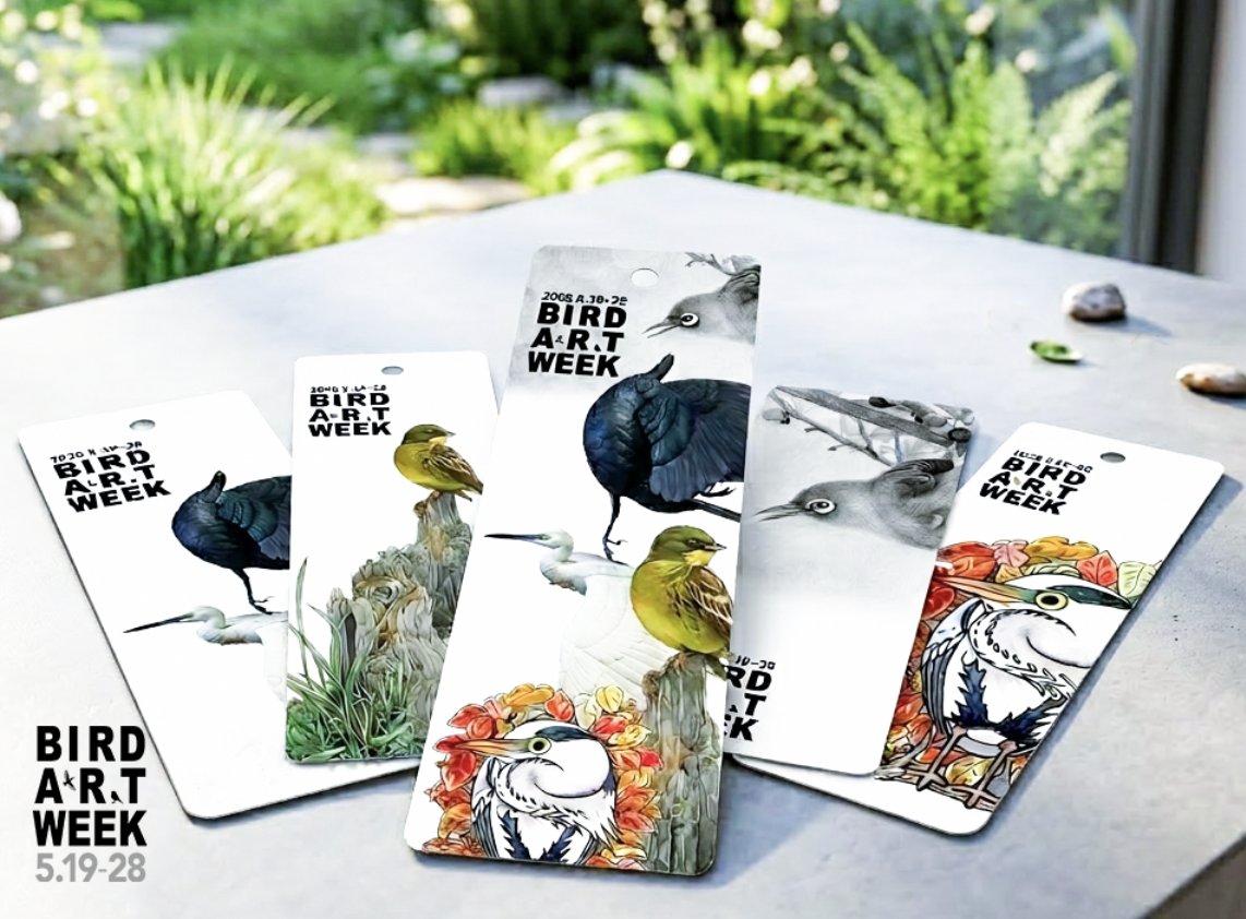 「BIRD ART WEEK」開催まであと1週間、オリジナル栞の配布と23日(土)24日(日)にはスタンプラリーも・・・私は原画50点展示、オリジナルグッズ販売します。 