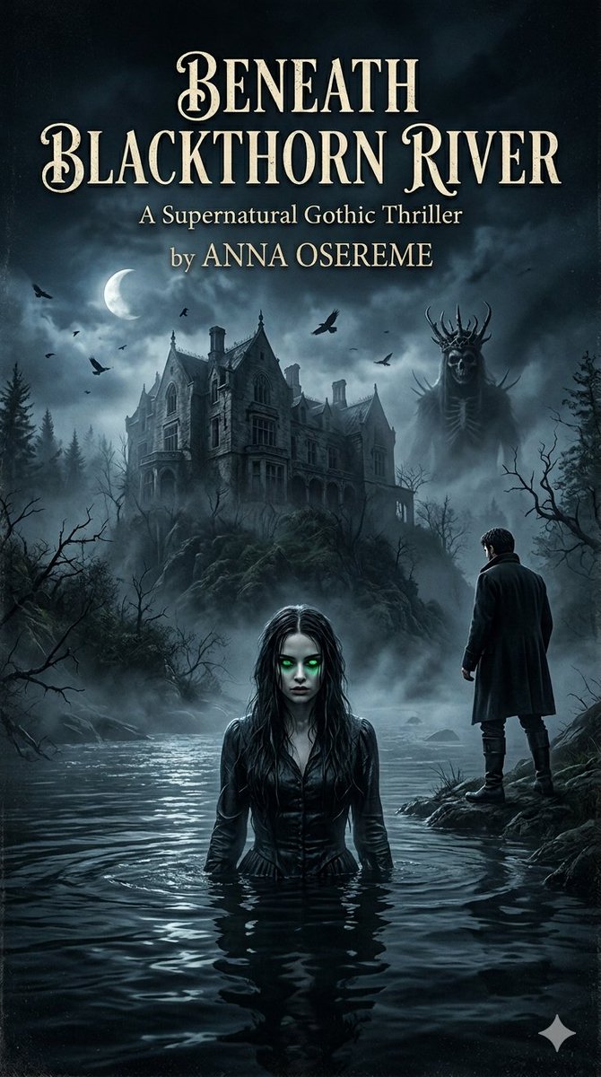 Annypatty's tweet photo. Moonlight reflected across black water.
The Hollow King stopped several feet away.
“Elena belongs to death.”
I pointed the revolver at it.
“Come take her.”
It laughed.
And suddenly every dead body in the river began rising.
Hands emerged from the water.
Dozens.
Then hundreds.
Drowned corpses crawling toward shore.
Elena stepped in front of me.
Tears streamed down her face.
“It’s the only way.”
“No.”
“I love you.”
The words shattered me.
Then she kissed me.
Softly.
Desperately.
Like goodbye.
And before I could stop her—
She stepped backward into the river.
The dead hands grabbed her instantly.
I screamed and lunged forward, but invisible force slammed me to the ground.
Elena sank slowly beneath the black water while staring directly at me.
Still smiling.
Just like the first time I saw her.
The Hollow King screamed in fury as the river erupted violently. Cracks spread through the earth. The creatures shrieked and collapsed into dust.
The entity’s body began tearing apart.
“No!” it roared.
But Elena’s sacrifice had broken the pact.
The river swallowed everything.
Darkness.
Silence.
Then nothing.