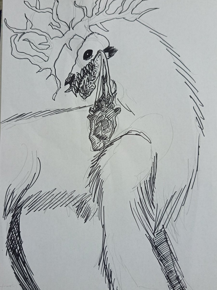 MarieKarisho's tweet photo. Deer Shadow. #art #horrorart #loreoc #oc #draw #drawings https://t.co/yx1fv80sEk