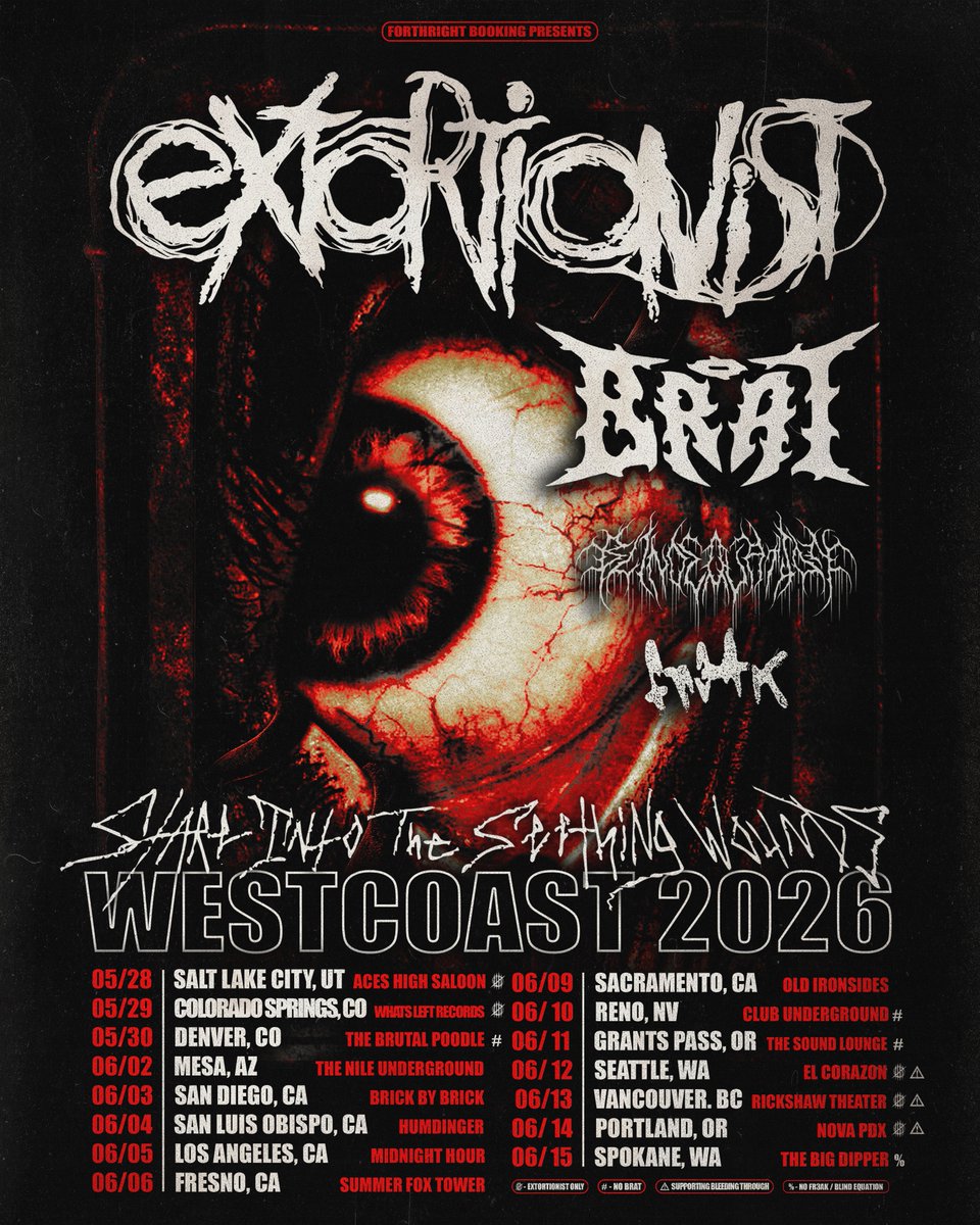 EXTORTIONISTnw's tweet photo. MORE TOUR DATES ANNOUNCED
6/10 - Reno, NV @ Club Underground
6/11 - Grants Pass, OR @ The Sound Lounge
TICKETS IN BIO https://t.co/PkvKzmZqJE