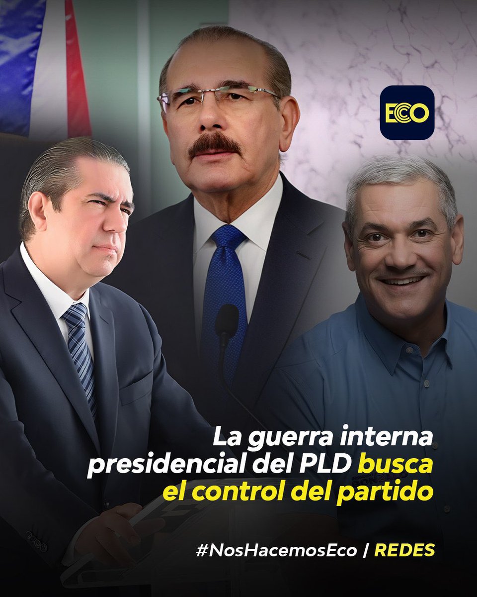diarioecord's tweet photo. #NosHacemosEco 

En el PLD, la lucha entre Francisco Javier y Gonzalo Castillo parece una película de acción y suspenso. Más que una competencia por la Presidencia, lo que está en juego es el control del partido.

Abel Martínez intenta frenar el proceso de consulta con un reclamo ante el Tribunal Superior Electoral, consciente de que una derrota podría sacarlo del escenario político.

Mientras tanto, Danilo Medina impulsa a Gonzalo Castillo para evitar cualquier acercamiento con la Fuerza del Pueblo.

Francisco Javier sabe que, para controlar la sigla del PLD, debe convertirse en candidato a toda costa. Algunos analistas aseguran que, si le imponen a Gonzalo, podría mover fichas desde dentro para debilitarlo políticamente.

En definitiva, en el PLD cualquier cosa puede pasar.