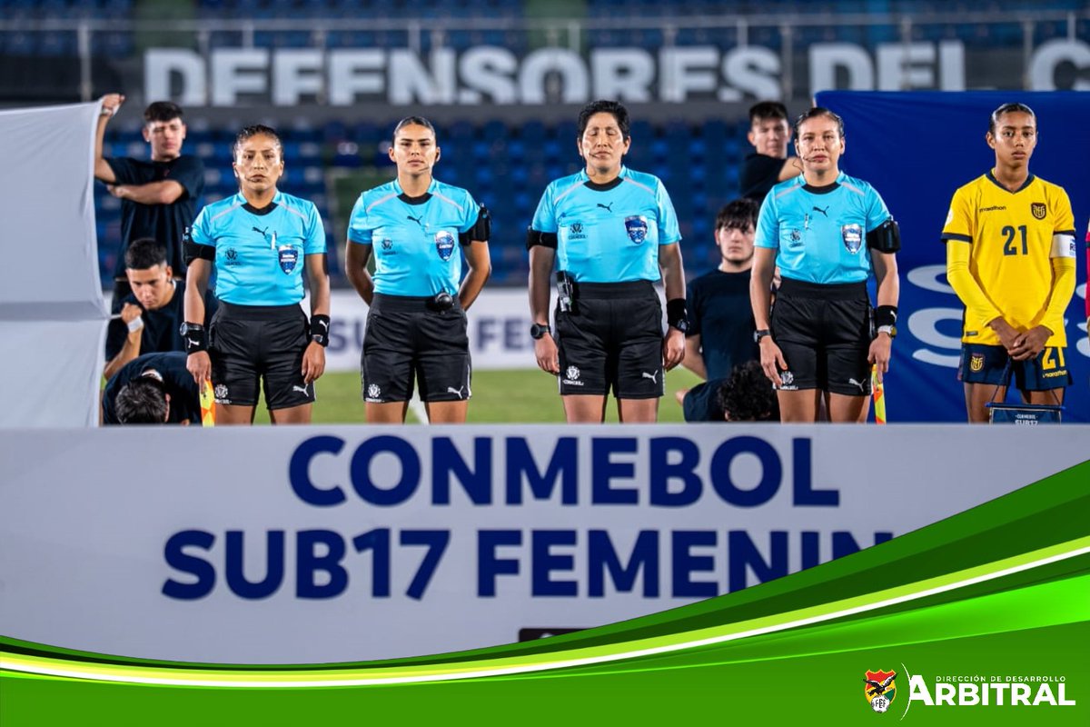 VHRefereeBol's tweet photo. Queremos destacar la participación del #TeamBolivia en el torneo CONMEBOL Sub-17 Femenina. Janeth Portugal, Maricela Urapuca y Ruth Lima mostraron un buen nivel en la competencia.
Destacar la primera participación internacional de la asistente Lima
#FBFREF 
#DesarrolloArbitral https://t.co/0RHBhoZQWr