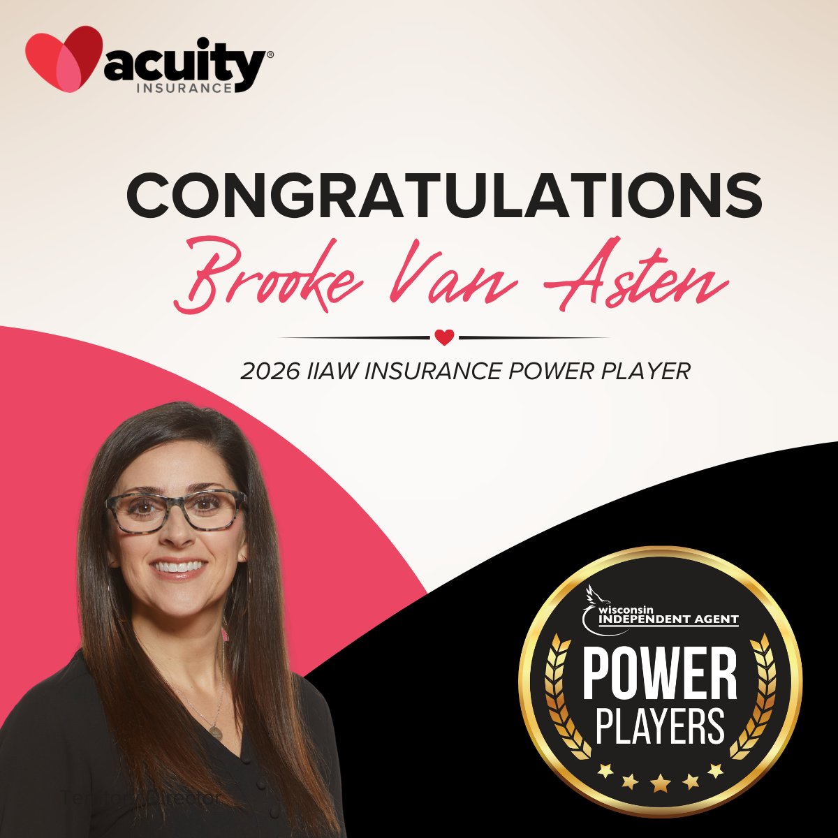 acuityinsurance's tweet photo. Congratulations to Brooke Van Asten on being named a 2026 IIAW Insurance Power Player!

A well-deserved recognition of her leadership and commitment to independent agents.

View the full feature: https://t.co/Zgmzn9gqfa

#Insurance #Leadership #PowerPlayers #IIAW https://t.co/bTZkGVXAas