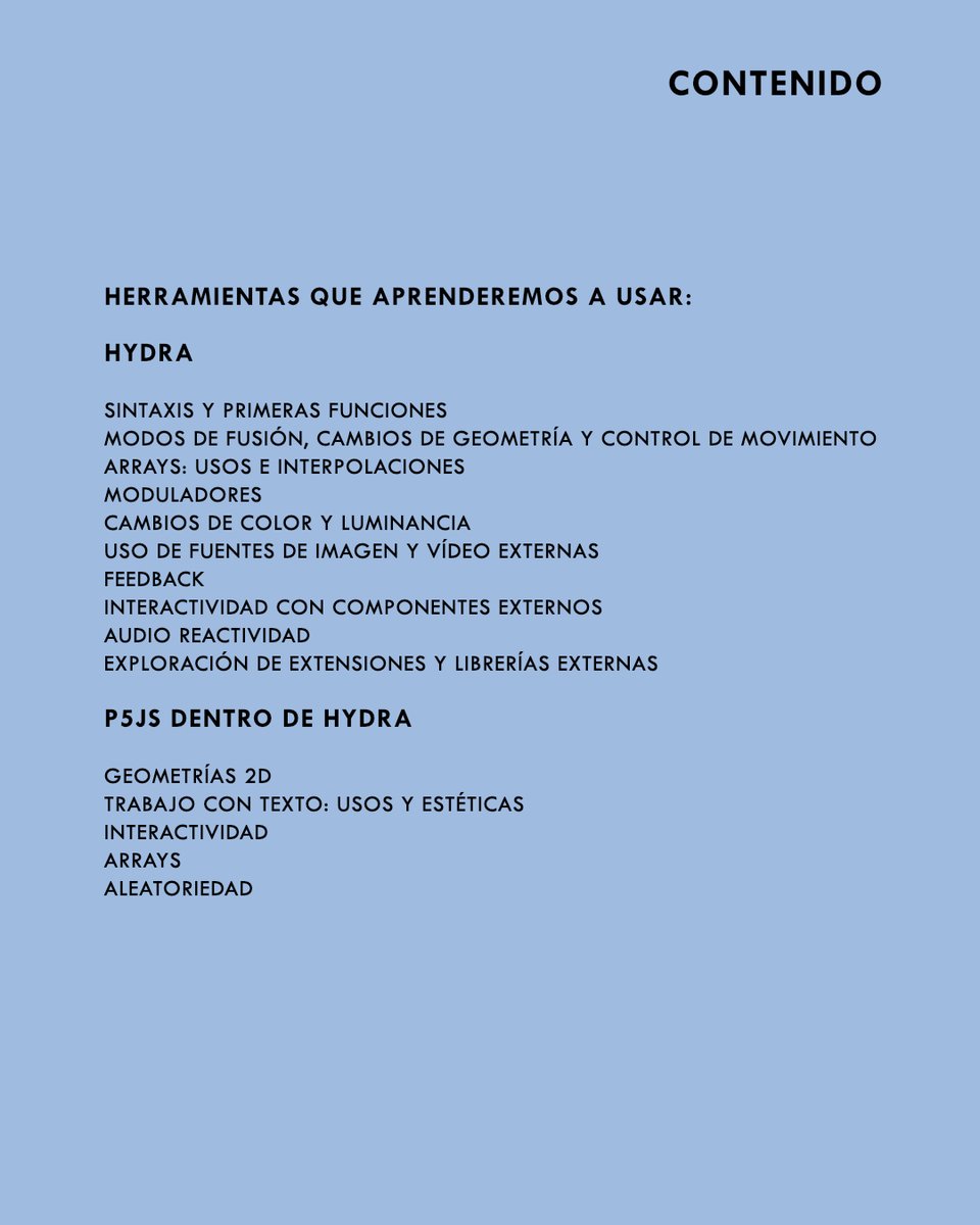proyectomutar's tweet photo. Taller online de Piezas Visuales con Lenguajes de Programación.

📅Martes, del 2 de junio al de 7 julio
🌍 Online a través de Zoom

📌 Enlace de inscripción en la web https://t.co/A3bBsBlTXQ https://t.co/W7blmxwGYV