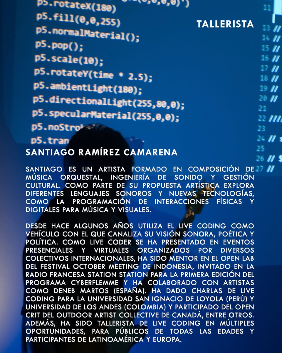 proyectomutar's tweet photo. Taller online de Piezas Visuales con Lenguajes de Programación.

📅Martes, del 2 de junio al de 7 julio
🌍 Online a través de Zoom

📌 Enlace de inscripción en la web https://t.co/A3bBsBlTXQ https://t.co/W7blmxwGYV