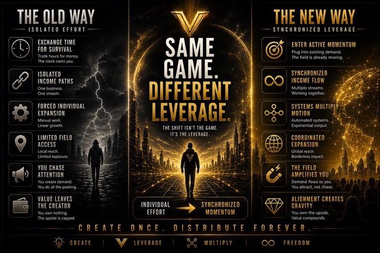 BoysClubMaxi's tweet photo. most people are still trapped in isolated effort.

building alone.  
scaling alone.  
fighting for attention alone.

the shift isn’t the game.

it’s the leverage.

synchronized momentum changes everything.

same game.  
different leverage.

stay close. https://t.co/o87tatQnXJ