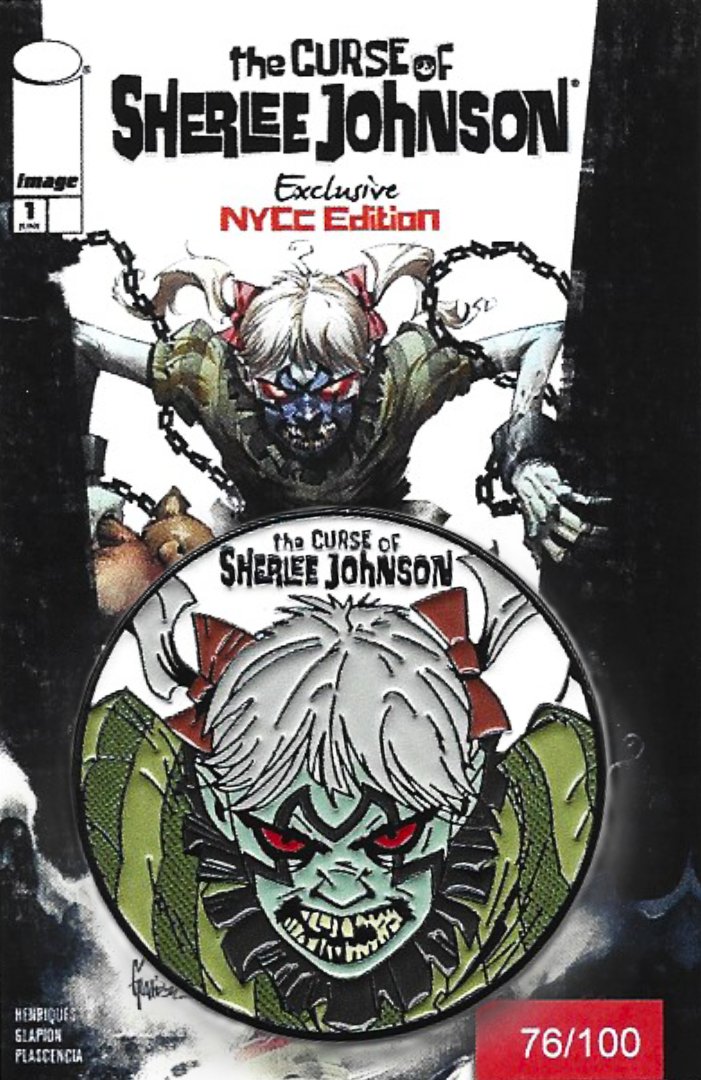 SpawnArchive's tweet photo. The Curse of Sherlee Johnson - New York Comic Con Pin (2025). Art by @jonathanglapion 
#Spawn https://t.co/uXvJiEx1fl