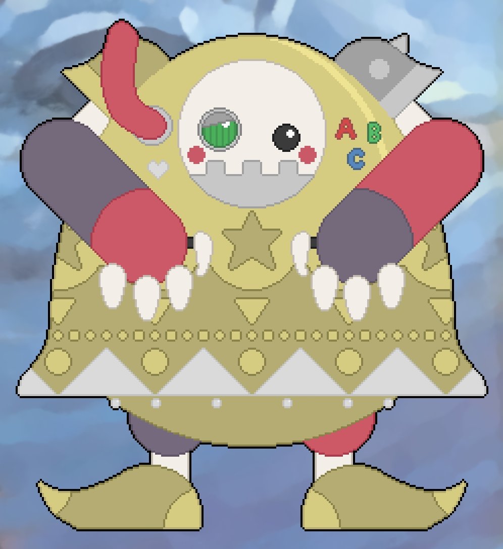HolyMotherGames's tweet photo. Devoveo the Battle Robo: a party member whose clockwork nature renders him immune to magic, and with his own set of consumables (e.g. repair kits). WRPG fans might think I stole the idea from KotOR, but JRPG fans know we all took it from Phantasy Star. 

#IndieGame #GameDev https://t.co/A2tgZT5SQ1