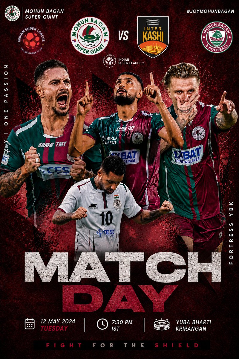 MBandFooty's tweet photo. match day
indian super league 
Mohun Bagan super gaint vs inter kashi
12 may 7 : 30 pm (ist)
live telecast on : sony ten 2
live streaming on : fancode 
venue : yova bharoti krirangan 
#Joymohunbagan
#mariners
#Mbsg
#Isl
#indianfootball https://t.co/phhlxrnBPY