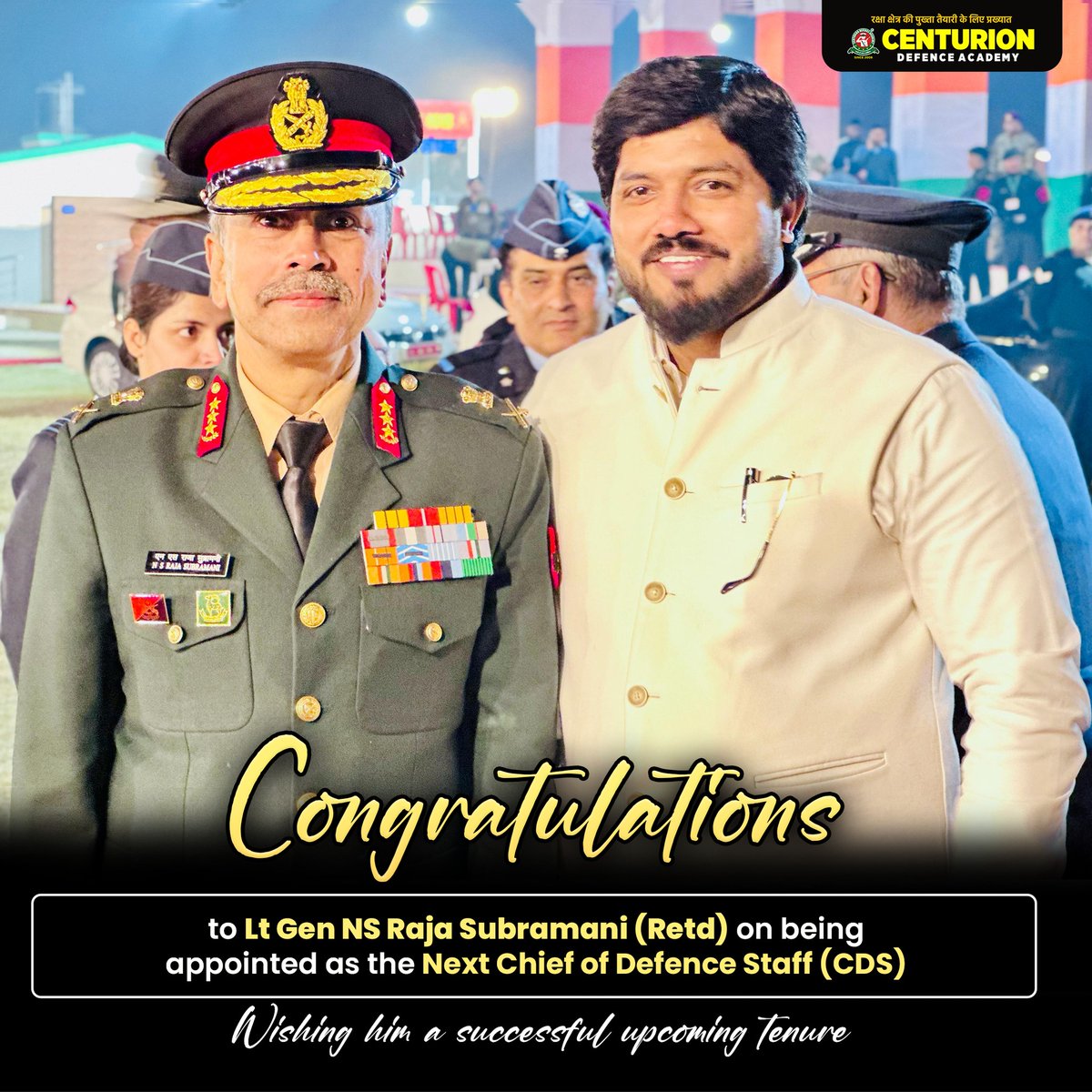 centurionaca's tweet photo. A proud moment for the nation

Heartiest congratulations to Lieutenant General NS Raja Subramani (Retd.) on being appointed as the next Chief of Defence Staff (CDS).

A leader defined by discipline, vision, and unwavering commitment towards the nation.

#CDS #ChiefOfDefenceStaff https://t.co/tblCJKPNJ0