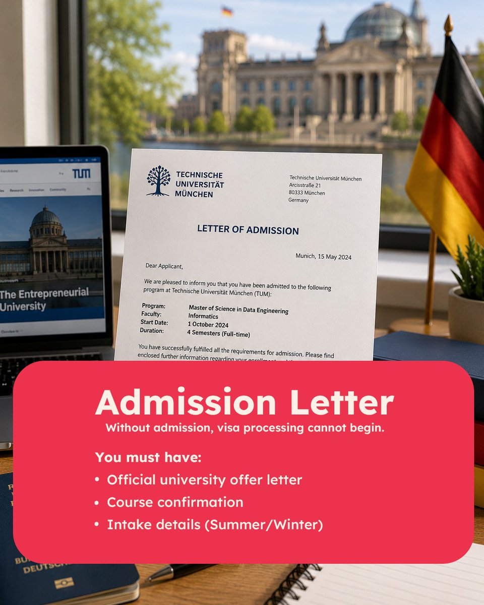 studynxtabroad's tweet photo. Planning to study in Germany in 2026? 🇩🇪🎓
Before applying for your Germany Student Visa, keep these ready ✅

#GermanyStudentVisa #StudyInGermany #StudyAbroad #GermanyVisa #APS #InternationalStudents https://t.co/9yhs9jApjM