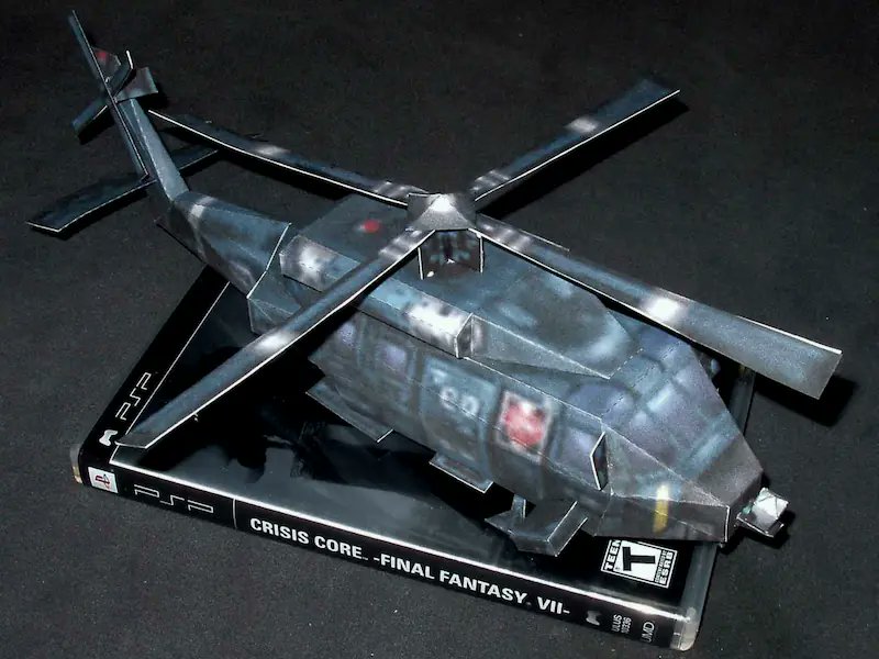 Tektonten's tweet photo. Crisis Core FFVII Shinra helicopter papercraft - https://t.co/CKtzq1KVh4 #crisiscore #finalfantasy #helicopter
#papiermodell #papírovýmodel #ペーパークラフト #printable #bouwplaat #bastelbogen #recortable #papercraft #papermodel #cardmodel #papertoy https://t.co/phyhUGojHl