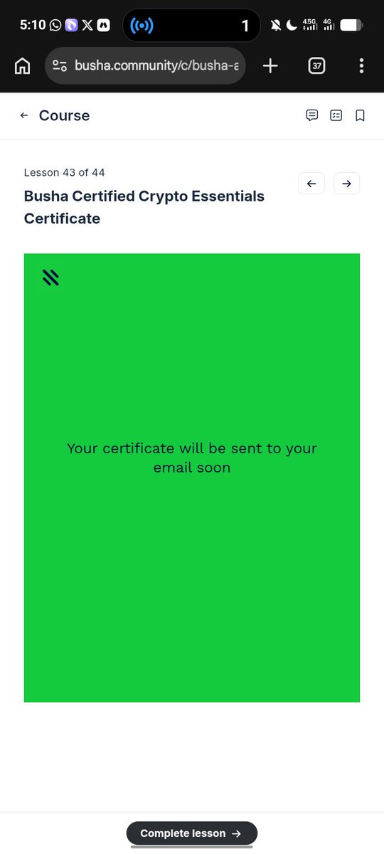 ox_wrld's tweet photo. gM #BUSHAI
Β #LearnCryptoNovember
Completed @getBusha Tribe Crypto Essential course.
Aced the test 20/20
Waiting for my certificate to dropπββοΈπββοΈ https://t.co/VC3wRXXct5