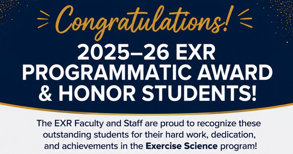 exruis's tweet photo. Congrats to our 2025–26 EXR Programmatic Award and Honor Students! 
Carlos Pineda: Undergraduate Marshal , Lillian Buzani: Outstanding EXR Student – H&amp;F Track, Reagan Martyn: Outstanding EXR Student – PT Track. 

Congratulations to all! 👏 https://t.co/dwWrm4WiV5