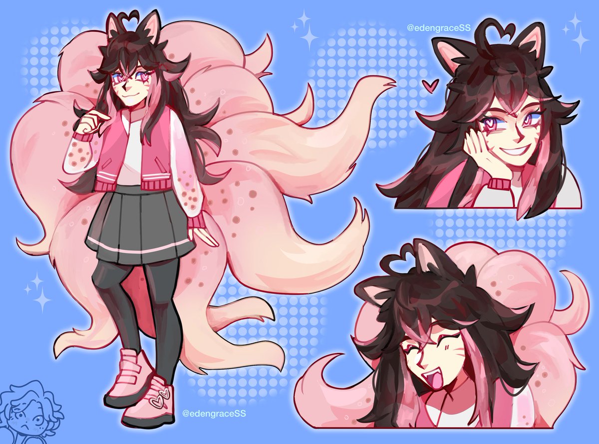 CybeeBee's tweet photo. Hello !! I'm CybeeBee, and this is my sona Primrose! A boba kitsune that loves Dr. Pepper a bit too much.

Ref Sheet by @EdengraceSS ♡♡ https://t.co/rR6D2wzrMM