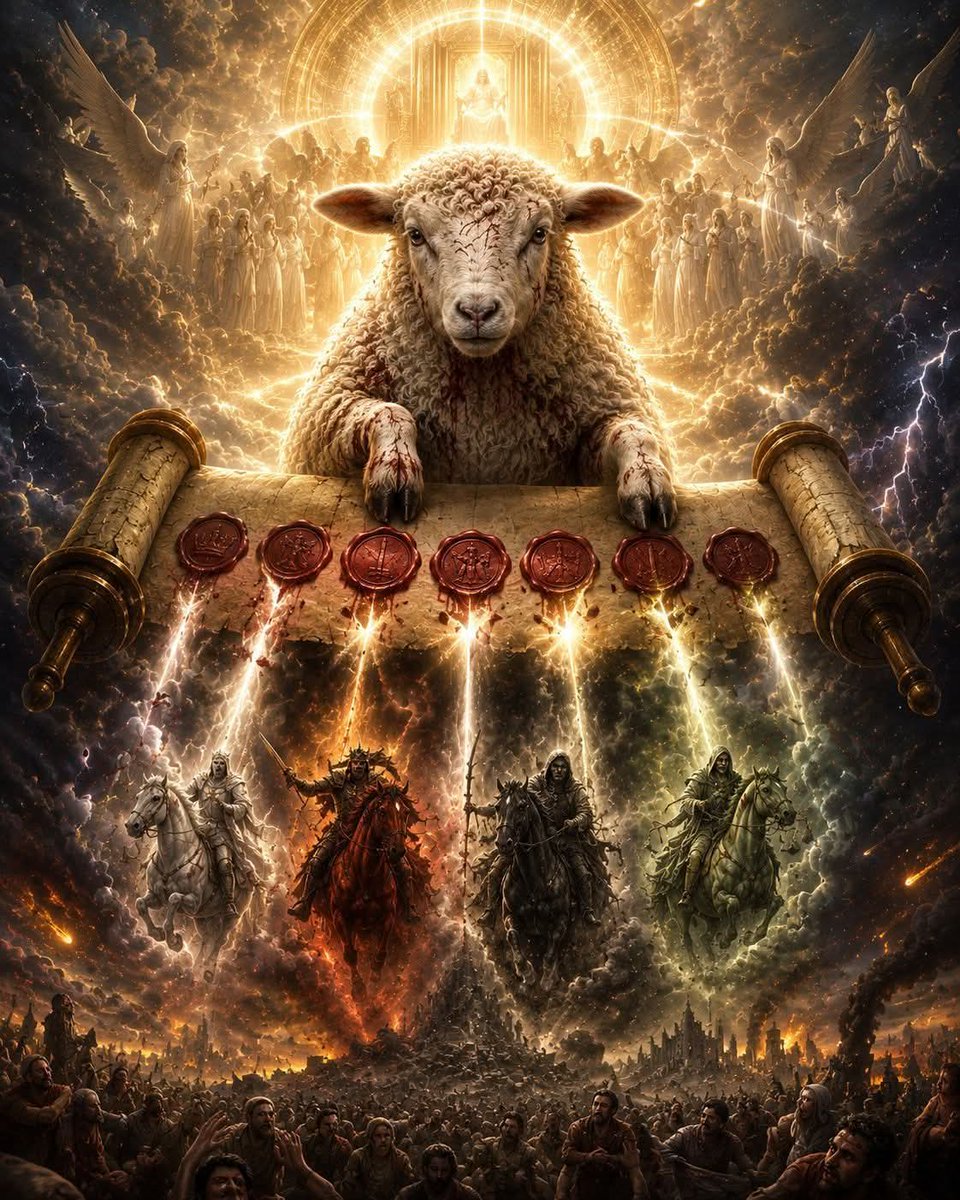 TevinMacharia's tweet photo. The Lamb Who Opens the Seven Seals

In the vision given to John in the book of Revelation (Book of the Bible), a profound mystery unfolds in heaven—a sealed scroll held in the right hand of the One seated on the throne. This scroll represents the divine plan of God concerning the end of time, judgment, and the restoration of all things.

At first, no one in heaven, on earth, or under the earth is found worthy to open the scroll or even look inside it. John weeps, because it seems as though God’s purposes will remain hidden. But then, hope appears.

The elders declare the revelation: “Behold, the Lion of the tribe of Judah has prevailed…” Yet when John looks, he does not see a lion—he sees a Lamb, looking as though it had been slain. This is Jesus Christ, revealed in His sacrificial identity.
The Lamb is declared worthy—not by force, power, or position, but by sacrifice. He has redeemed humanity by His blood and conquered sin, death, and the grave. Because of this, He alone is found worthy to take the scroll and open its seven seals.

As the Lamb opens each seal, events begin to unfold on the earth—seasons of shaking, judgment, and transition. These seals reveal that history is not random; it is governed by divine authority and purpose. Each seal opened is a step toward the fulfillment of God’s ultimate plan of justice and restoration.

The message of the Lamb who opens the seven seals is deeply spiritual: authority belongs to the One who was sacrificed. Power in God’s kingdom is revealed through
 obedience, surrender, and victory through the cross. In Him, judgment is not chaos—it is divine order moving toward redemption.

Ultimately, the vision reveals this truth: the Lamb is not only worthy to open the seals of history, but also worthy to open the seals of human destiny.