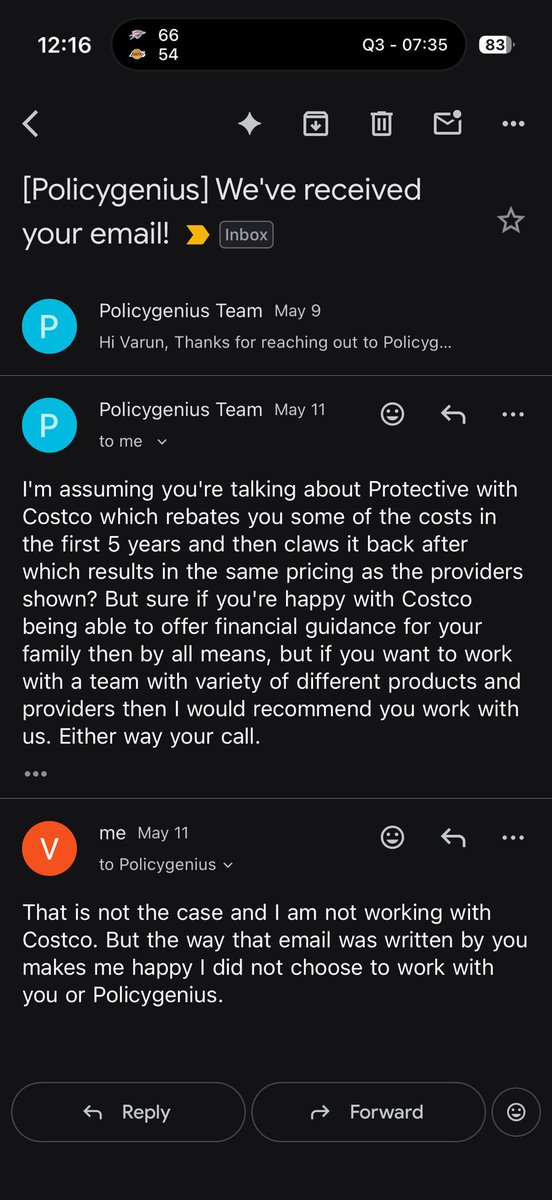 vkvermani's tweet photo. Lesson: how a company treats you after you say no tells you more than how they treat you during the sale. 
@Policygenius — your follow-up here was something else. Glad with my decision. https://t.co/1JSbgkIDZA