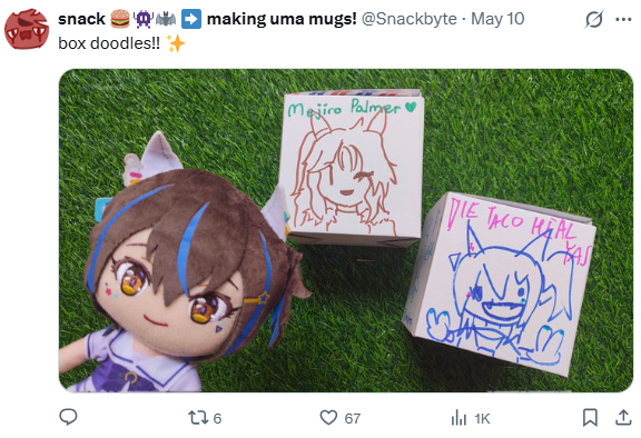 snack 🍔👾🦇 ➡️ making uma mugs! tweet media