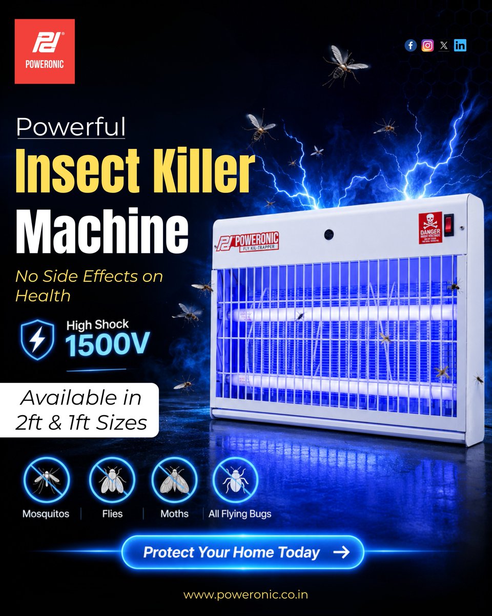_poweronic's tweet photo. Say goodbye to mosquitoes, flies &amp; flying bugs with the powerful Poweronic Insect Killer Machine ⚡🦟

#Poweronic #InsectKiller #MosquitoKiller #FlyKiller #BugZapper #ElectricInsectKiller #MosquitoFree #HomeProtection #PestControl #FlyingBugs #SafeAndEffective #InsectTrap https://t.co/Iw9bSycPlv