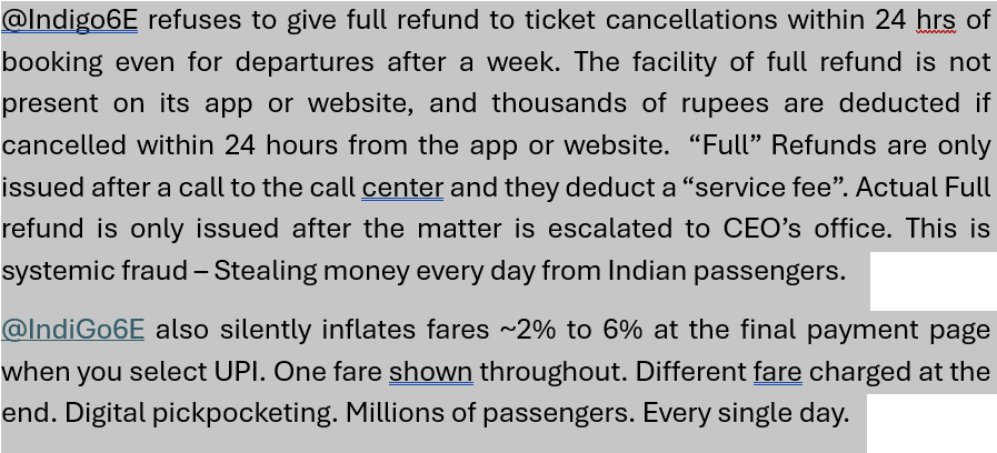 FeedlyM's tweet photo. Please look into this - @DGCAIndia

@indigo6E acknowledges the #fraud and blatant disregard for the law, but doesn’t fix it.
@RamMNK,  @raghav_chadha - I have been interacting with them for the past two years about this, but they don’t fix this. https://t.co/R0udVA7y4U