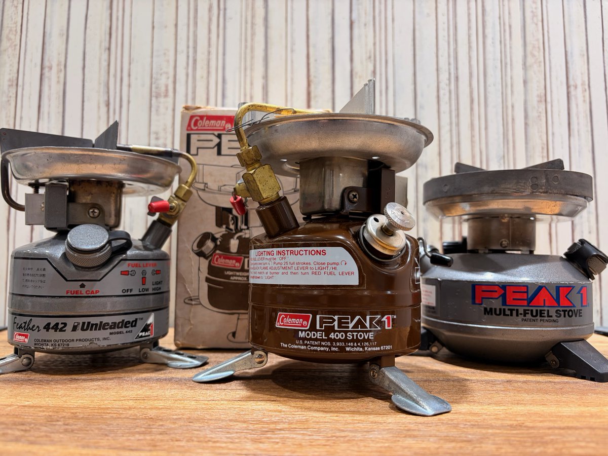 Colemanのシングルバーナーたちが大集合🏕️🔥 名機PEAK1（茶色・箱