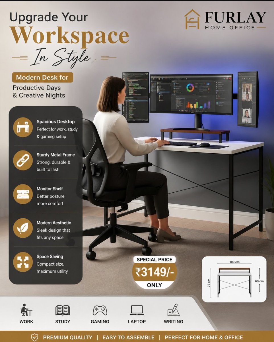 SadafKh58069481's tweet photo. Product link ποΈ https://t.co/OAK60uyy5d
Buy now π
β¨ Clean setup = productive mindset π»π₯Modern office desk with monitor shelf for work, gaming & study setup π€
#HomeOffice #DeskSetup #GamingSetup #StudyTable #WorkspaceGoals #MinimalDesk #OfficeDesk #WorkFromHome #AmazonFinds https://t.co/VHfdymo6Vn
