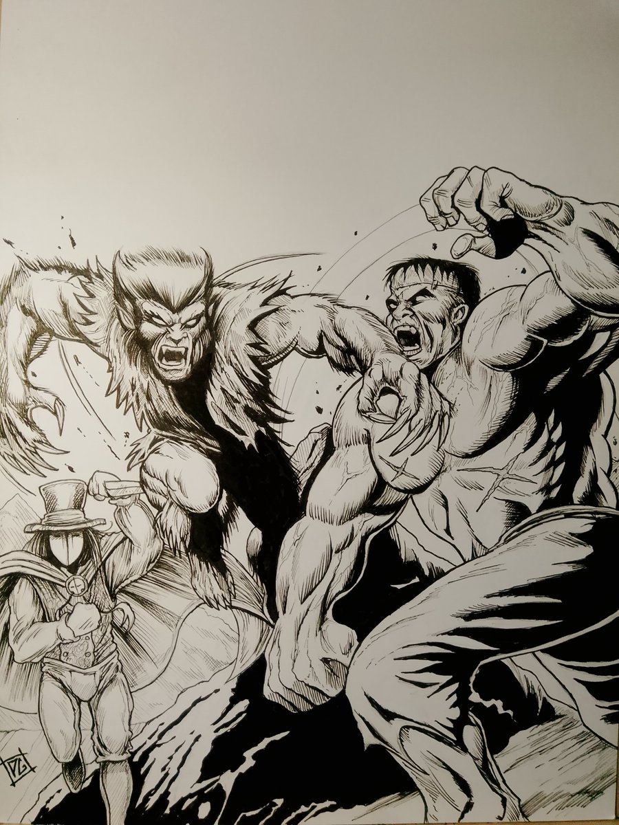 PeterGilmoreArt's tweet photo. My Hulk #181 recreation from #ComicsgateKings tonight, featuring some of the characters from Jack the Ripper: Monster Hunter by @WartTheWizard & Myself!!
Fun stuff!! https://t.co/xAA0pTZPzY