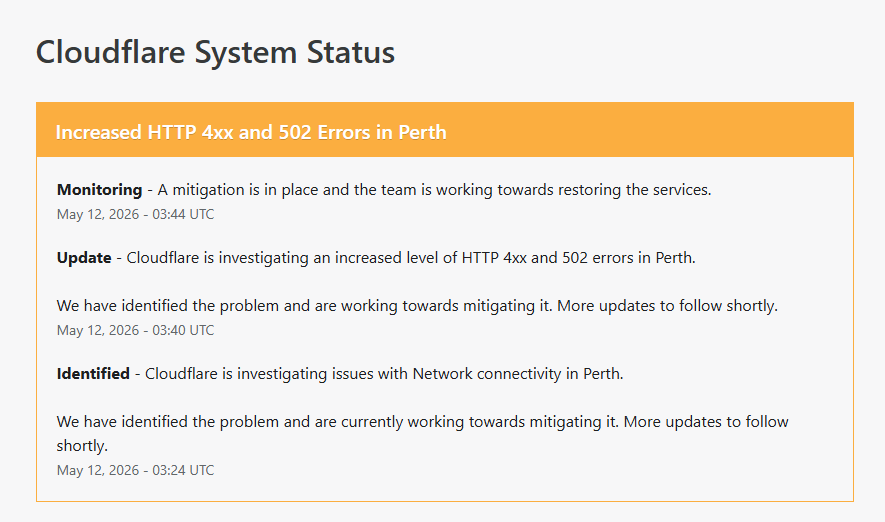 lokiitmx's tweet photo. aviso a la comunidad cloudflare esta teniendo problemas #cloudflare #outage #lokiit #australia #perth #systems #cloud https://t.co/GnyuPC2EYS