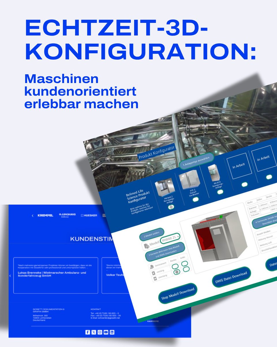 GosettiDoku's tweet photo. Komplexe Maschinen verständlich machen – in Echtzeit.

Mit  interaktiven 3D-Konfiguratoren erleben Kunden Maschinen, statt nur  Zeichnungen zu betrachten. Änderungen werden sofort sichtbar, Zusammenhänge direkt verständlich.

#3DVisualisierung #Maschinenbau https://t.co/bIoAf9sja2