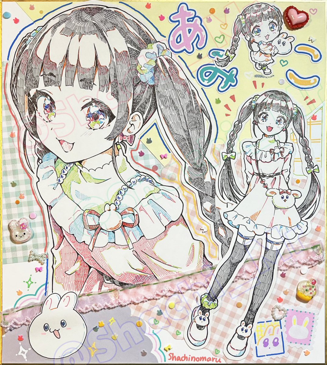 色紙アート『🐰あみこまみれ🐰』 これはTHE色紙な大サイズ！ レース