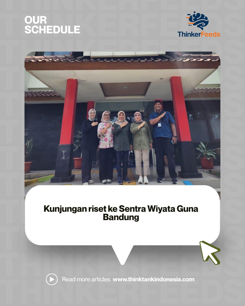 ThinktankIDN's tweet photo. Pada Kamis, 7 Mei 2026 pukul 08.00 s.d. 10.00 WIB, tim riset kolaborasi BRIN, Departemen Sosiologi Universitas Padjadjaran, dan https://t.co/h93cw4TWFr melaksanakan kegiatan wawancara di Sentra Wiyata Guna Bandung https://t.co/OQtXa8fcF7