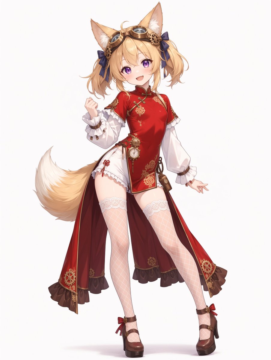 【デコあり】のんふぃく！　こるね　チャイナ衣装ランチェキ ブラス・ドラゴン・チャイナム】 ノアリちゃんで試着🦊✨ ドラゴン狐の